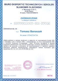 Certyfikat uprawniający do obsługi klimatyzacji w pojazdach samochodowych